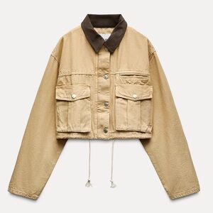 Zara Cropped Drawstring Barn Jacket
